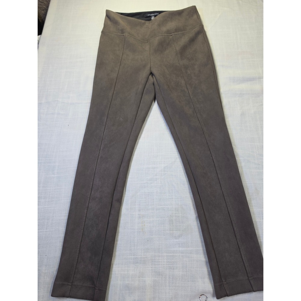 Andrew Marc Men Brown Faux Suede Seamed Leggings Pants Small 0303